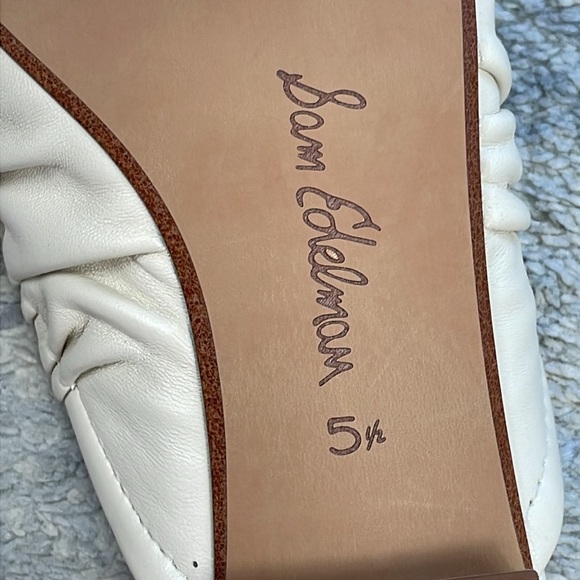 New Sam Edelman Julia Ruched Pointed Toe Flats Ivory Marfil Balletcore Sz 5.5 - Picture 11 of 12